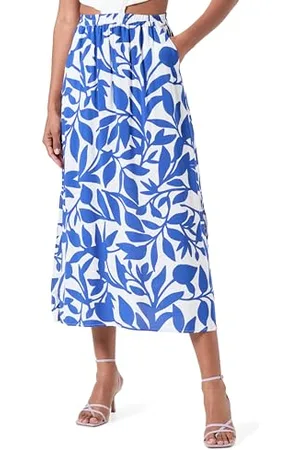 VERO MODA Vmeasy Joy Maxi Slit Skirt Wvn Ga Gonna, Bianco Neve/AOP: Alisa Mazarine Blue, X-Small Donna