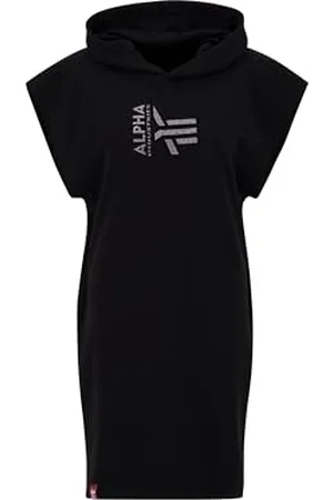 Alpha Industries Hoody Dress Glitter Wmn Abito per Donna Vestito, Black, XS