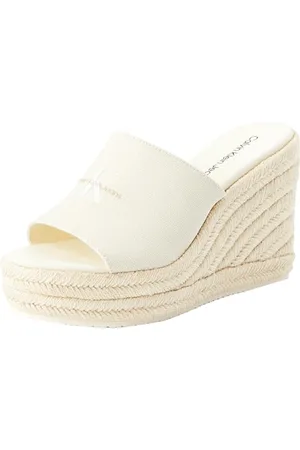 Calvin Klein Jeans Espadrillas Donna Wedge Slide in Tela, Avorio (Creamy White), 40