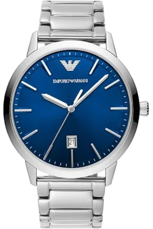 Emporio Armani Orologio Uomo, movimento a tre lancette con data, cassa in acciaio inossidabile 43 mm e bracciale in acciaio inossidabile, AR11311