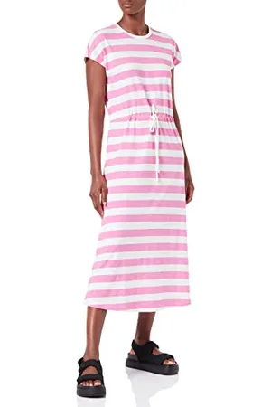 ONLY Onlmay S/S Midi Stripe Dress Jrs Vestito, Super Rosa/Strisce: Nuvola Ballerina (Kia), S Donna