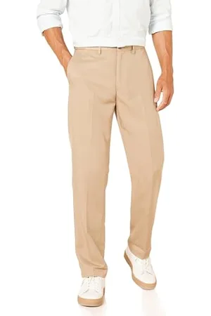 Amazon Pantaloni Classici con Vita Espandibile e Piatti sul Davanti Uomo, , 35W / 32L