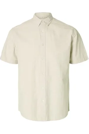 SELECTED Slhreg-New Linen Shirt SS Noos Camicia a Maniche Corte, Pure Cashmere, L Uomo