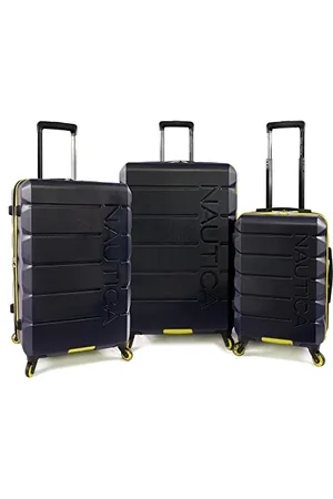 Nautica Lightview - Set di valigie rigide da 3 pezzi, blu navy/giallo, blu navy/giallo, set di valigie rigide Lightview da 3 pezzi, , 19 x 12,5 x 29 pollici, , 23.7.