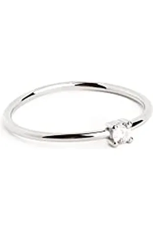 SINGULARU Anello Single Spark. Argento Sterling 925 con Finitura Placcata Rodio. Stile Solitario. Gioielli da Donna. Misura 14