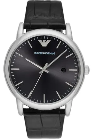 Emporio Armani Orologio Uomo, movimento a tre lancette con data, cassa in acciaio inossidabile 43 mm con cinturino in pelle, AR2500