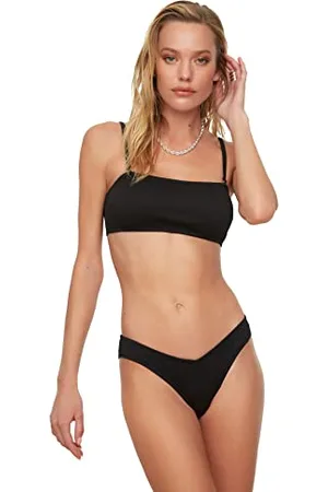 Trendyol Bikini Strutturato con Scollo a V Slip, , 0 Donna