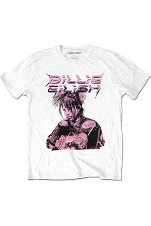 Billie Eilish T-Shirt Viola Illustrazione Ufficiale Bianca, XXL Unisex-Adulto