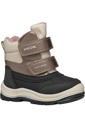 Geox B FLANFIL Girl B ABX, Scarpone da Neve Bimba 0-24, Black/Dk Beige, 20 EU