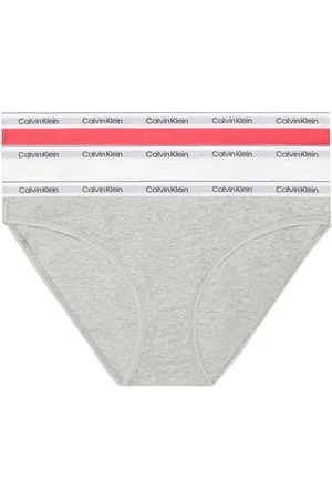 Calvin Klein 3 Pack Bikini (Low-rise) 000qd5207e, Mutandine bikini Donna, (Azalea/White/Grey Heather), XXL