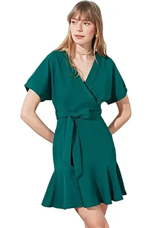Trendyol Mini Standard Regular Plus Size Dress Vestito, Black, 46 Donna
