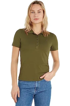 Tommy Hilfiger 1985 SLIM PIQUE POLO SS WW0WW37823, Donna, (Putting Green), XXL