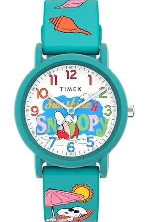 Timex Orologio unisex Peanuts Just Beachy da 36 mm, cinturino in silicone , quadrante bianco, cassa TW2V78500