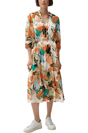 QS by s.Oliver 2132454 Abito Lungo, Colore: Arancione, 52 Donna