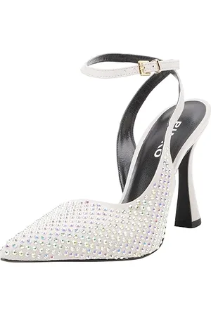 Pinko Lisette Slingback Suede Strass, Scarpe décolleté Donna, Z20_Crystal, 38 EU