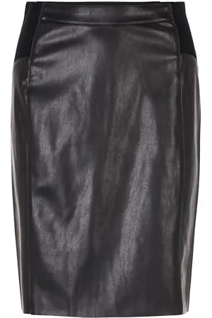 VERO MODA Vmbuttersia HW Coated Skirt Noos Gonna, (Black Black), 42 (Taglia Produttore: Small) Donna
