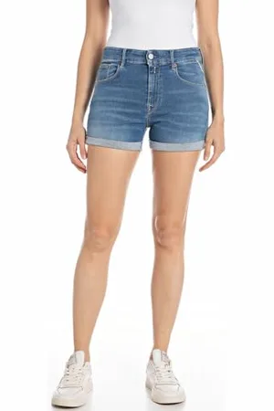 Replay Pantaloncini jeans da donna Hyperflex con elasticità, blu (blu medio 009), 23W