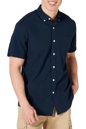 Amazon Camicia Oxford con Tasca a Maniche Corte vestibilità Regolare Uomo, , XXL