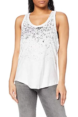 Urban classics Long Leo Print Loose Canotta Sportiva, (Wht/Blk 00224), Small Donna