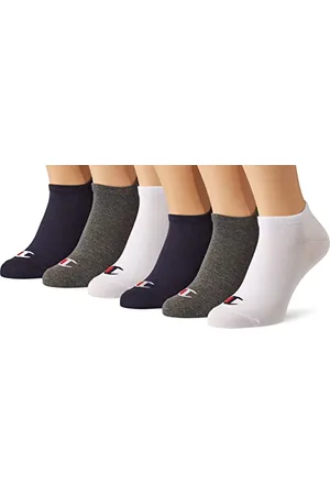 Champion Core 6PP Sneaker, Calzini Unisex - Adulto, (Marino)/Bianco/Grigio (Melange Chiaro), 35-38 ( pacco da 6)
