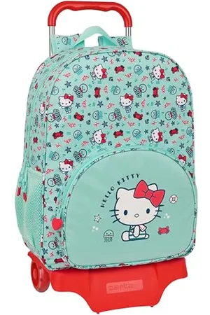 Safta HELLO KITTY SEA LOVERS – Zaino scuola grande con carrello, zaino per bambini, zaino per bambini, adattabile al carrello, ideale per bambini in età scolare, comodo e versatile, 33 x 15 x 42 cm