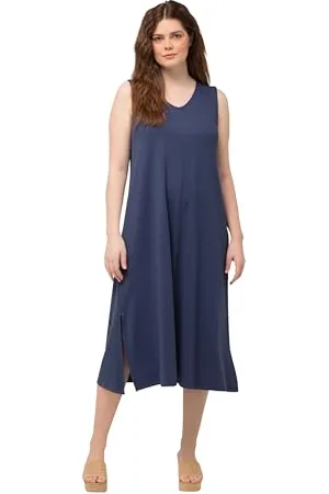Ulla Popken Eco Cotton Sleeveless Dress Vestito, , 52/54 IT Donna