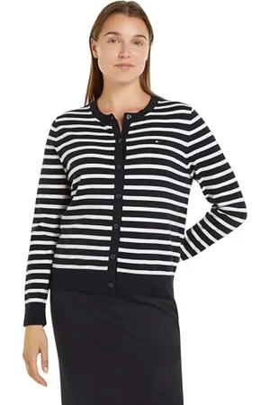 Tommy Hilfiger Donna Cardigan Jersey Stitch Cardigan Elegante, Multicolore (Desert Sky/Ivory Petal STP), XS