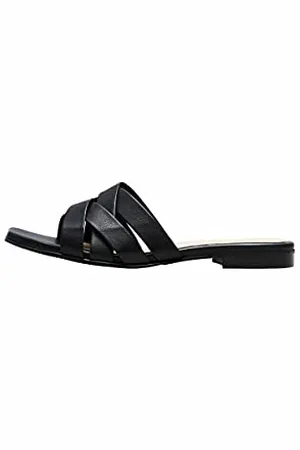 SELECTED SLFASHLEY Braided Leather Slider B, Plateau Donna, Black, 38 EU