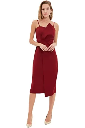 Trendyol Abito da Donna Midi Wrapover Regular Fit Vestito Tessuto con vestibilità Regolare, , 66