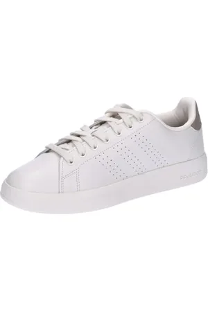adidas Advantage Premium Leather Shoes, Scarpe Donna, Chalk White/Chalk White/Champagne Met, 37 1/3 EU