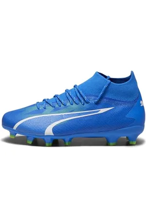 PUMA FG/AG Fußballschuhe Teenager, Scarpe da Calcio Unisex-Bambini, Ultra Blue-White-PRO Green, 29 EU