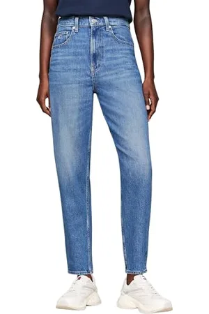 Tommy Hilfiger Donna Jeans Mom Jeans Tapered Fit, Blu ( Medium), 30W/28L
