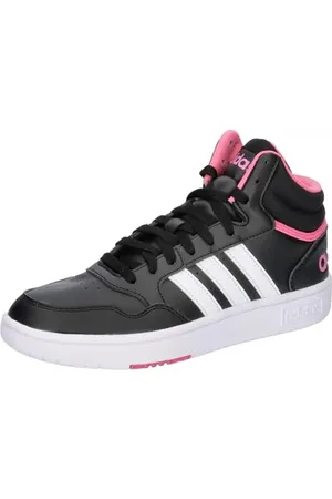 adidas Hoops 3.0 Mid Shoes, Scarpe Donna, Core Black/Cloud White/Pink Fusion, 36 2/3 EU