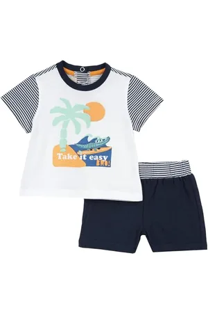 chicco Completo Neonato con T-shirt e Pantaloncini Corti, con Apertura sulla Schiena con Bottoncini, con Grafiche Moderne e alla Moda, in Cotone, Lavabile in Lavatrice, 0-24 Mesi, Designed in Italy