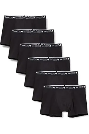 Dim Boxer in Cotone Elasticizzato Traspirante Supporto Ottimale Uomo x6, Nero, L