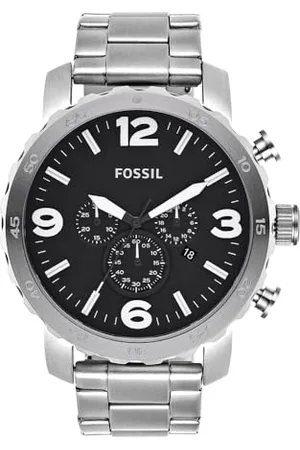 Fossil Orologio Nate da uomo, movimento cronografo al quarzo, cassa in acciaio inossidabile da 50 mm con bracciale in acciaio inossidabile, JR1353