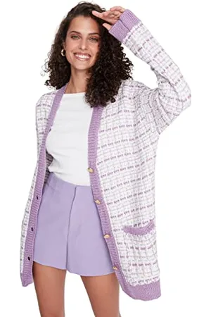 Trendyol Woman Oversize Standard V-Neck Knitwear Cardigan Maglione, , S Donna