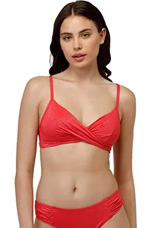 Lovable Reggiseno con Imbottitura Estraibile Plain Lurex, Bikini de Donna, (Corallo), 36C