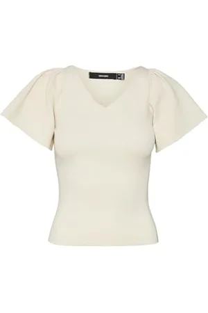 VERO MODA Vmginny SS V-Neck Pullover Noos Top, , XS Donna