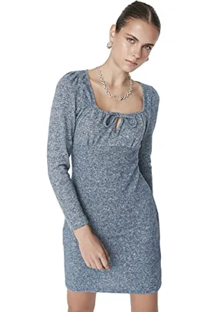 Trendyol Abito da Donna Aderente con Colletto Quadrato Vestito, , S