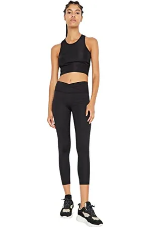 Trendyol Black Anvelop Waist Detailed Roller Sports Tights Pantaloni da Yoga, Donna