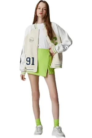 Koton Pocket Detail Ribbed Embroidered Varsity Jacket Maglia di Tuta, (050), S Donna