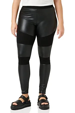 Urban classics Leggings Ladies Fake Leather Tech Yoga-Hose, (Black 00007), 44 (Taglia Unica: Medium) Donna