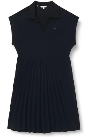 Tommy Hilfiger CRV Fluid Solid Pleated Dress WW0WW42509 Vestiti Aderenti e Svasati, (Desert Sky), 54 Donna