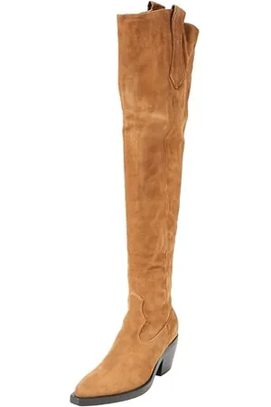 Pinko Strauss TEXANO CUISSARD Suede, Stivali Western Donna, L15_Marrone Tabacco, 35 EU