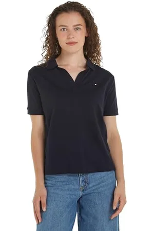 Tommy Hilfiger Maglietta Polo Maniche Corte Donna Regular Fit, (Desert Sky), L