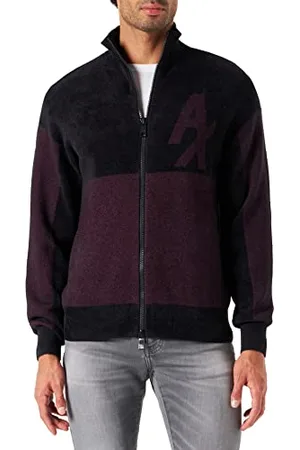 Armani Exchange Doppio Colore, Collo Alto, Logo Anteriore, Maglione cardigan, Uomo, , XXL