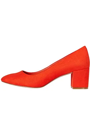 FIND FIND Block Heel Round Toe - Scarpe con Tacco Donna, Arancione (Red), 37 EU