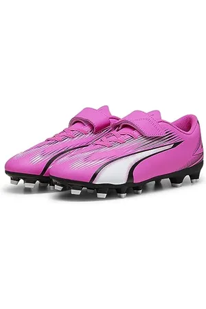 PUMA Ultra Play FG/AG V Jr, Soccer Shoe, Poison Pink White Black, 38.5 EU