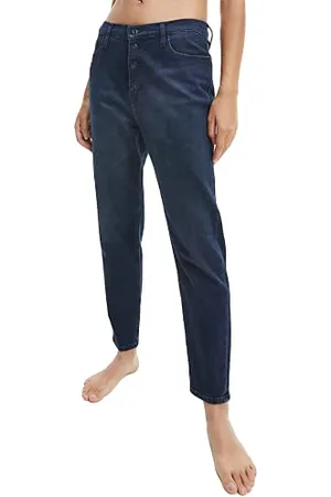 Calvin Klein Mom Jean, Jeans, Donna, 34W (Regular), Blu